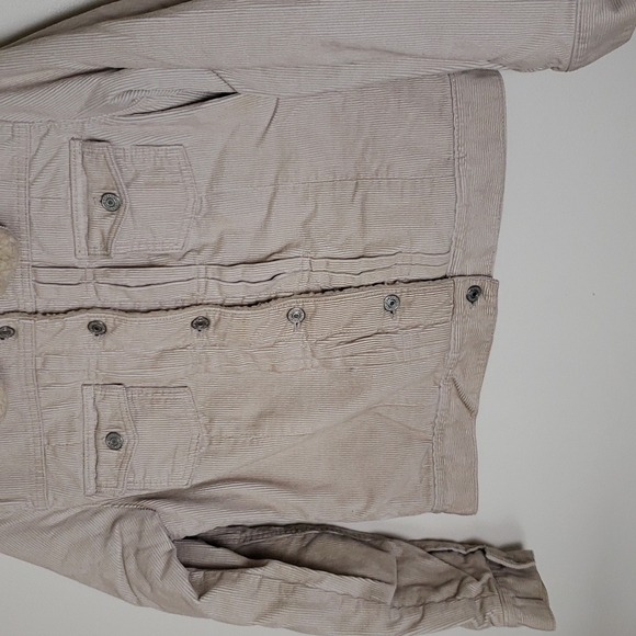 Gap Sherpa lined corduroy jacket, button front, neutral, women's size small - Picture 3 of 7